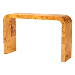 bali & pari Revelle Modern and Contemporary Natural Light Mappa Burl Wood Console Table